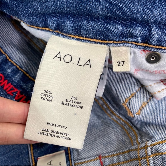 AO.LA Floral amazing high rise Girlfriend Slim Blue Jeans Size 27 - Picture 10 of 12